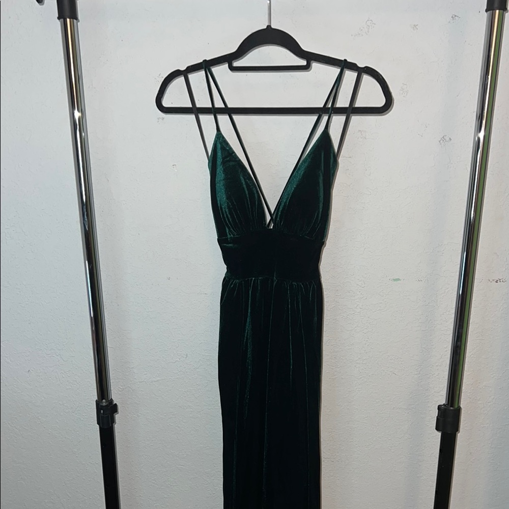 Elegant Green Velvet Dress